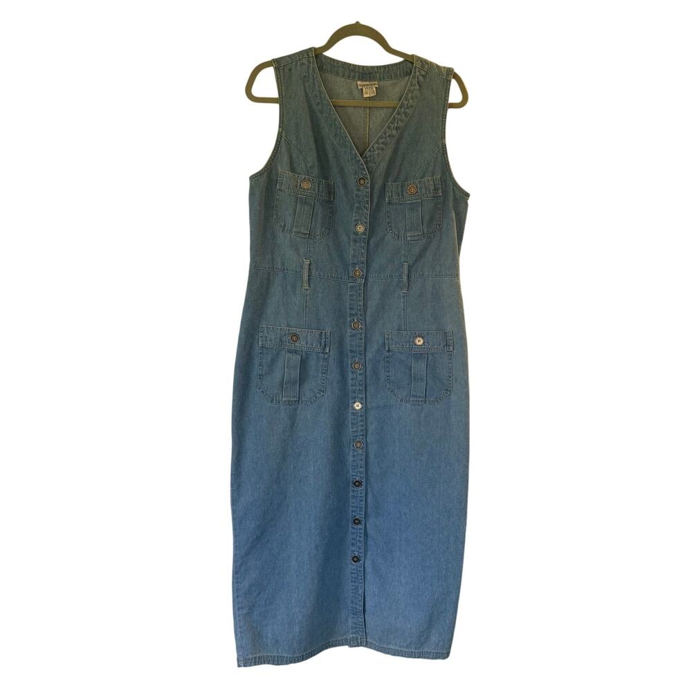 Vintage Studio Denim Jumper Dress Y2K SZ 14 light wash